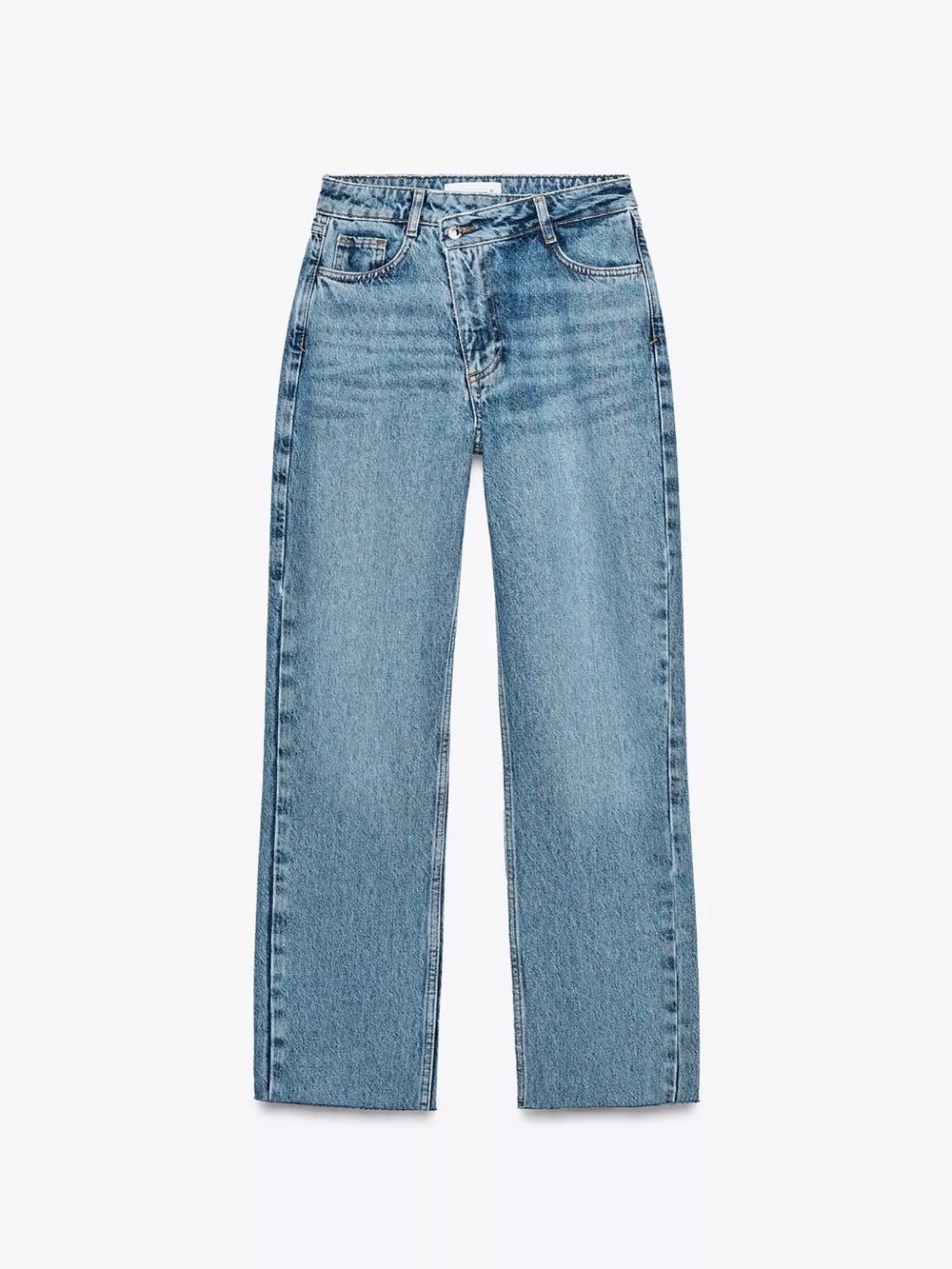 Zara Women's High Waisted Crossover Waist Straight Jeans Size 6 REF 6164/154/427